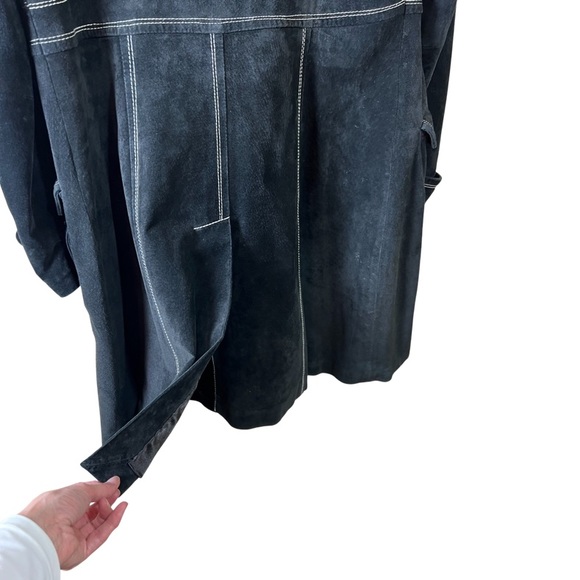 Georgiou Studios Vintage Black Suede Fur Trim Coat Size: 10 - Picture 4 of 14